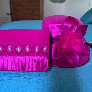 Beautiful fuschia church stunning hat and bag
